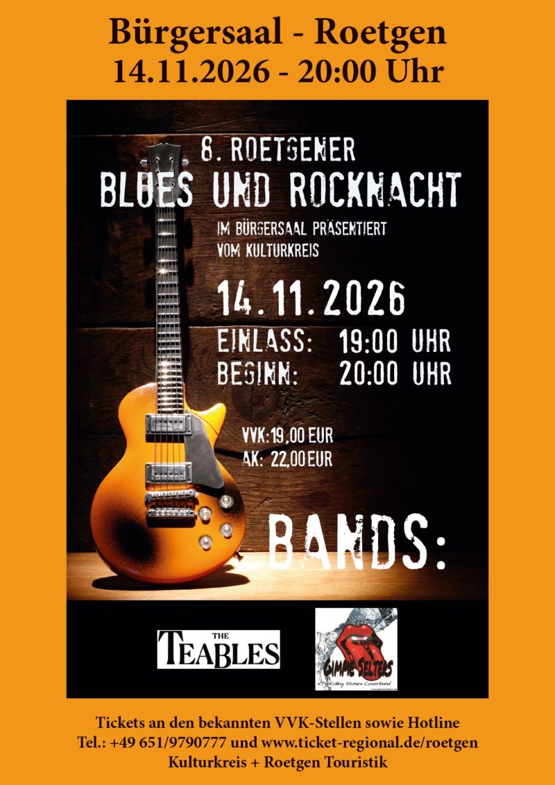 8. Roetgener Blues und Rocknacht am 14.11.2026